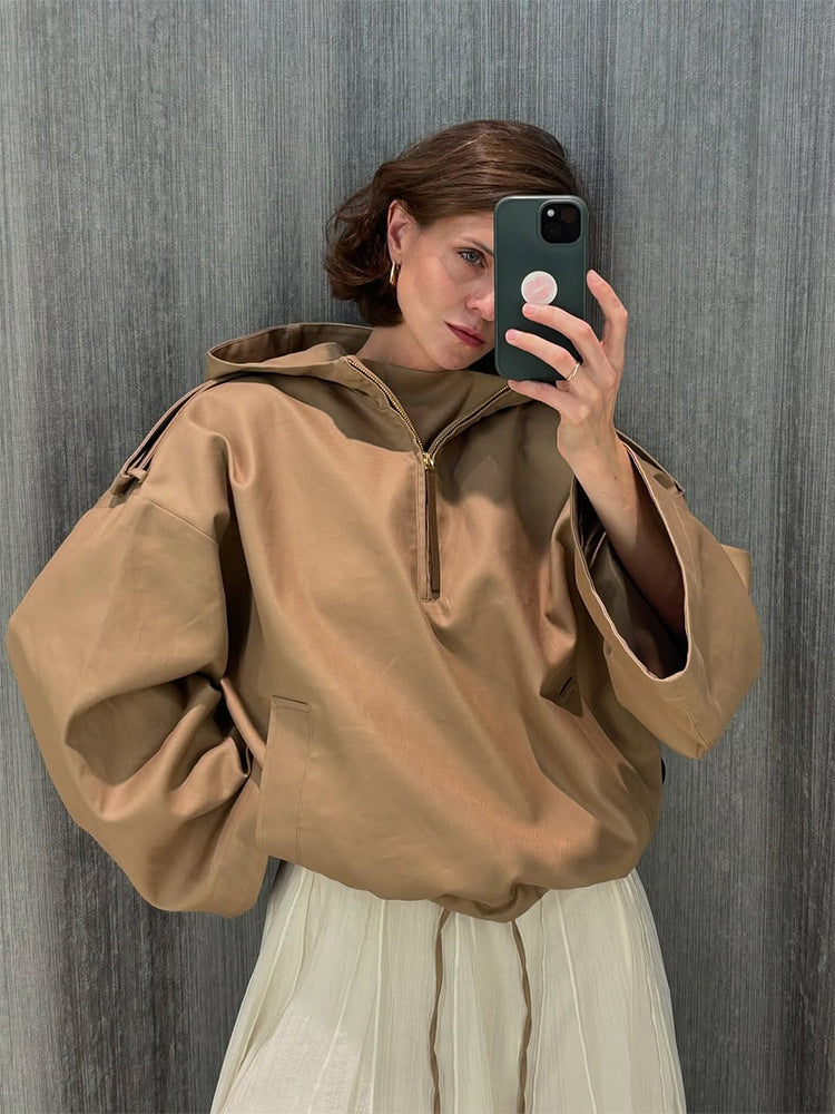 Damen oversized Fleecejacke mit praktischen Taschen Drune