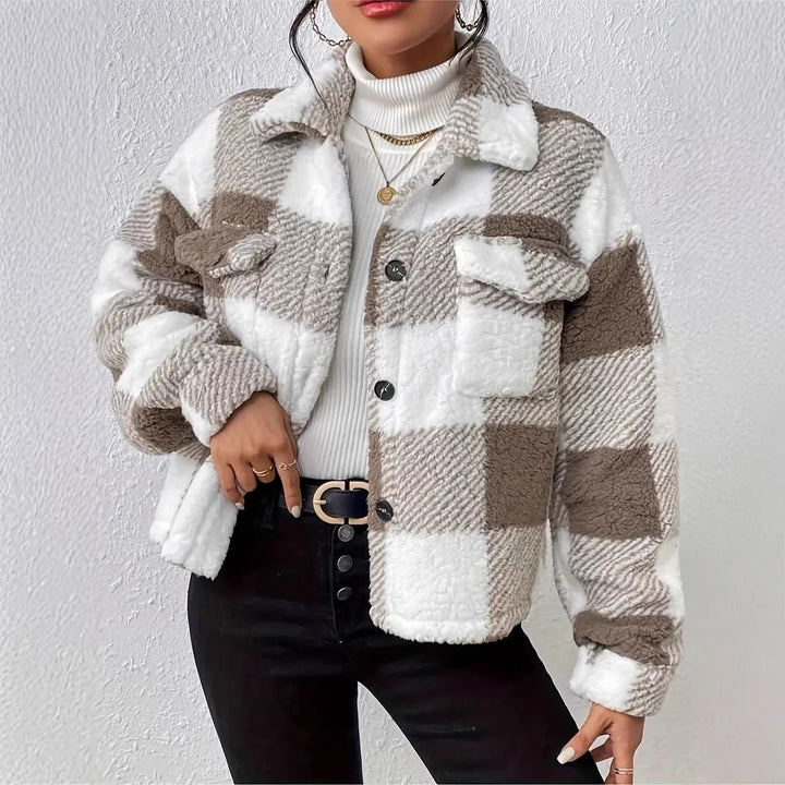 Damen Kuschelige Karojacke Drune