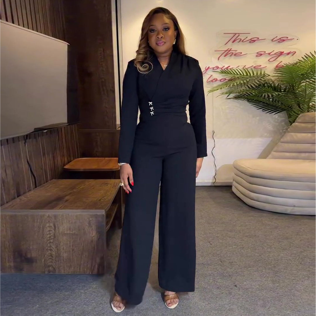 Damen Jumpsuit mit elegantem Wrap-Design und Details in Taillenhöhe Drune