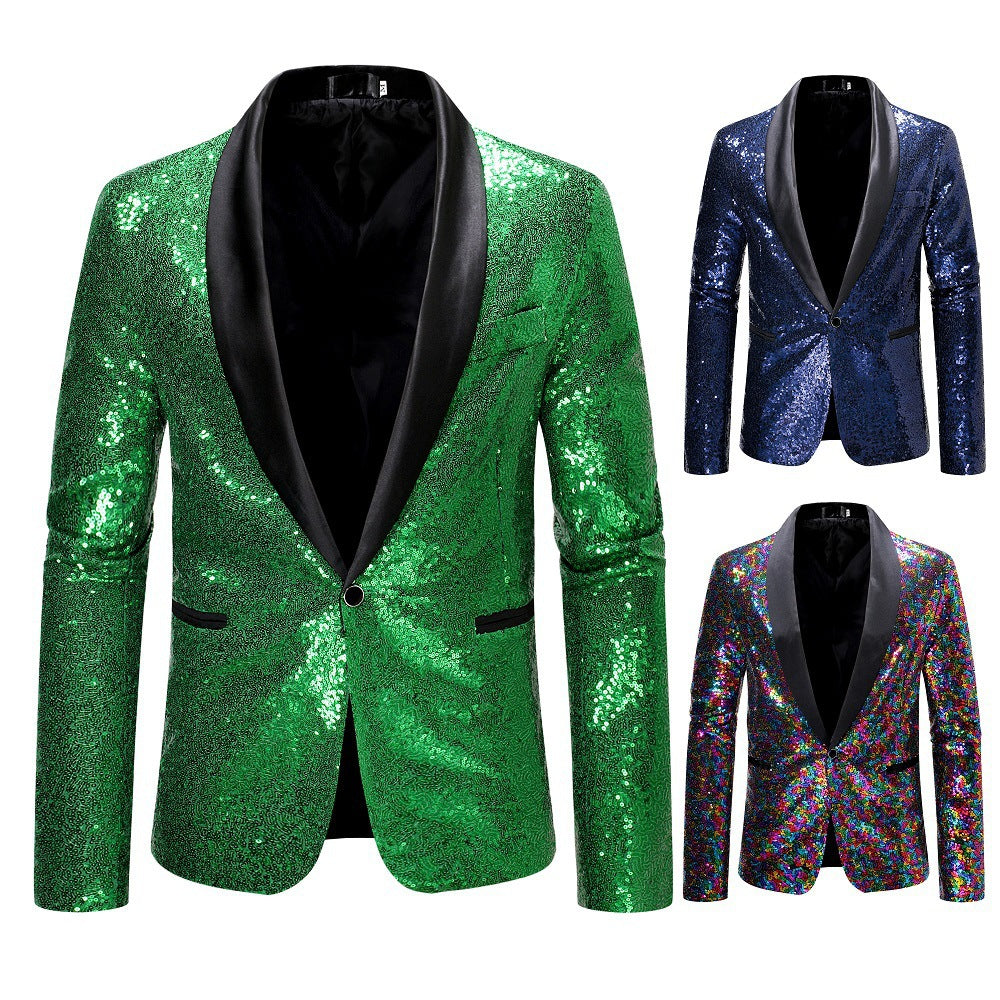 Herren eleganter Pailletten-Blazer mit modernem Schnitt und schimmernden Akzenten Drune