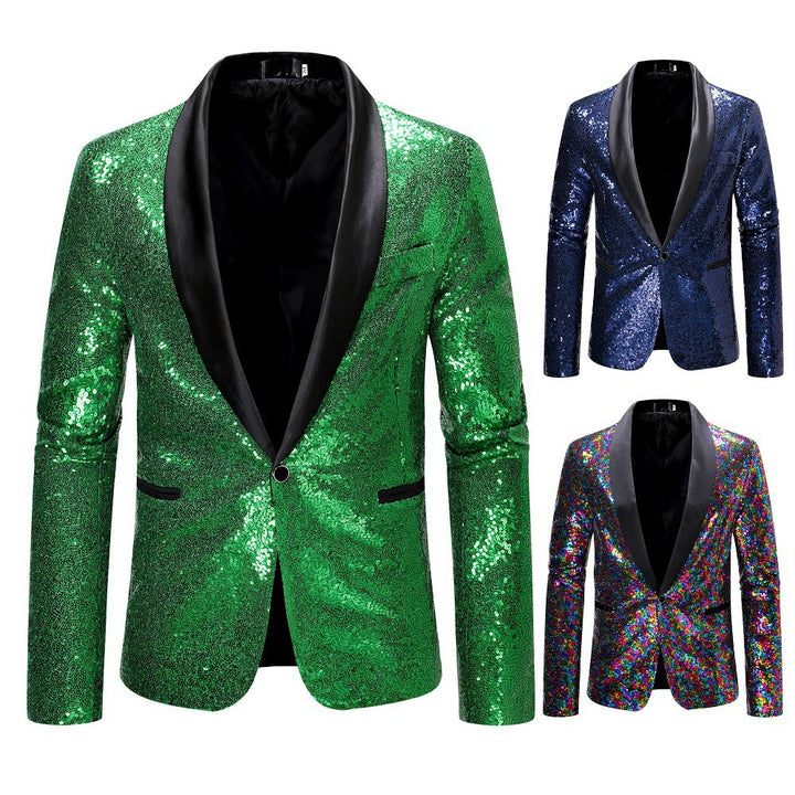 Herren eleganter Pailletten-Blazer mit modernem Schnitt und schimmernden Akzenten Drune