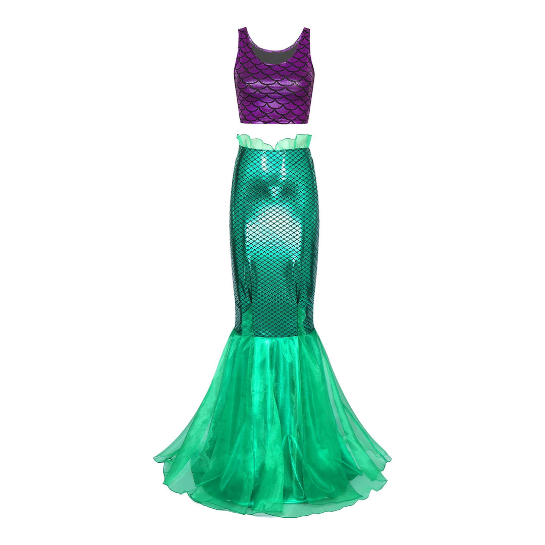 Damen Meerjungfrau-Kleid mit schimmerndem Oberteil und voluminösem Tüllrock Drune