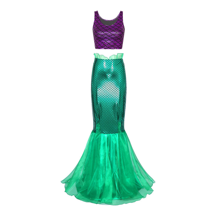 Damen Meerjungfrau-Kleid mit schimmerndem Oberteil und voluminösem Tüllrock Drune