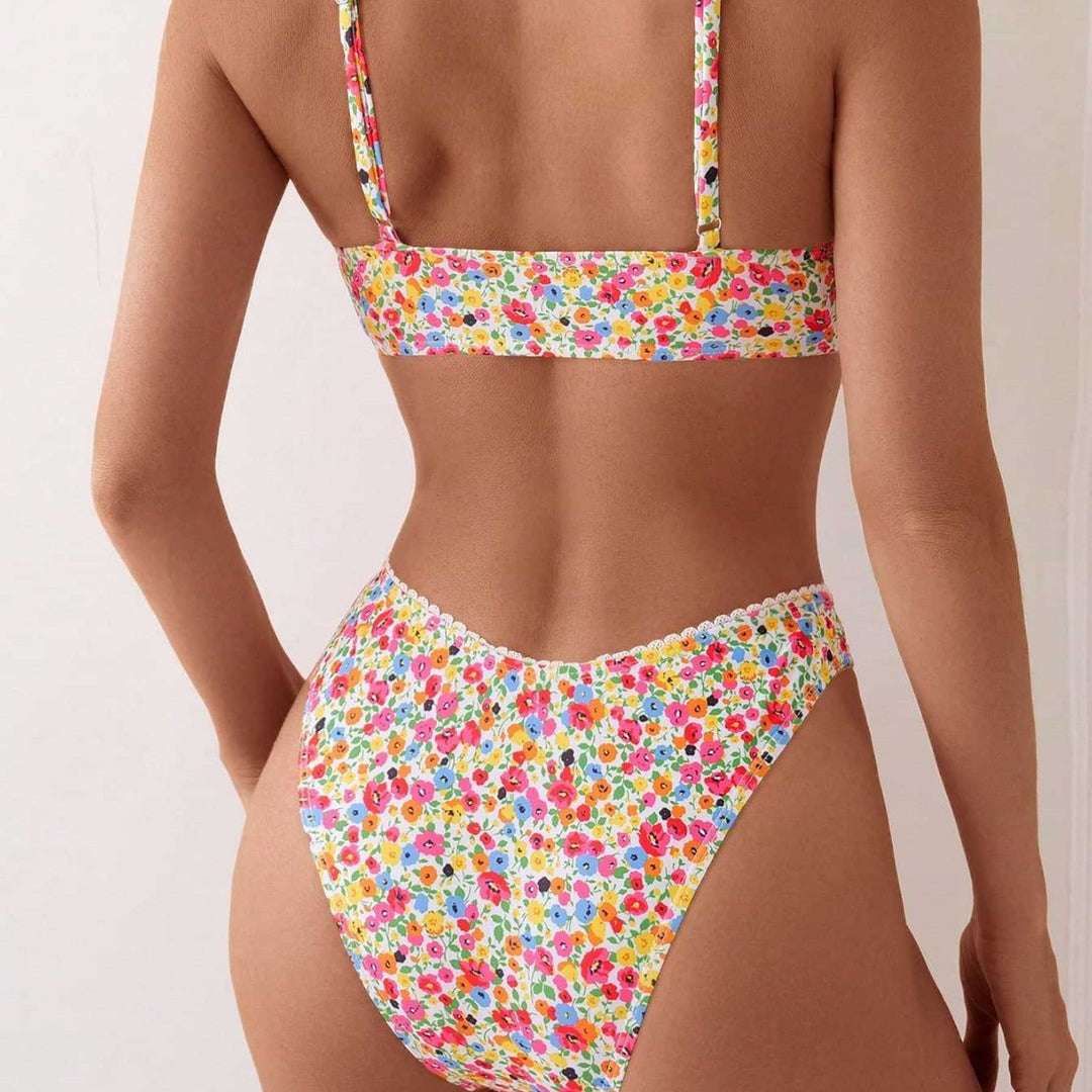 Damen Triangel-Bikini mit floralem Muster und feinen Details Drune