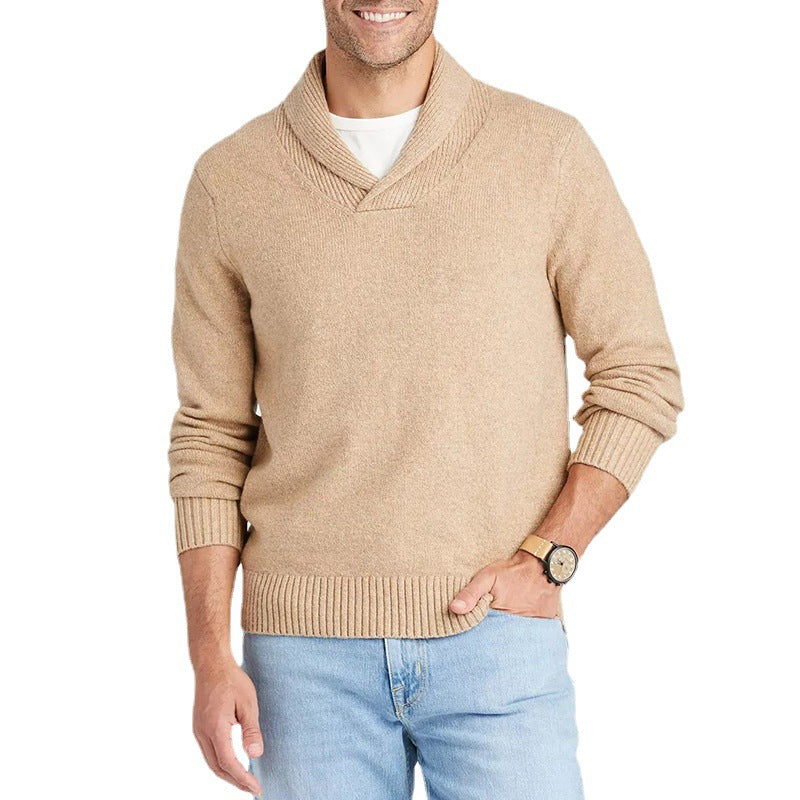 Herren Pullover mit Schalkragen und filigranem Rippdesign Drune