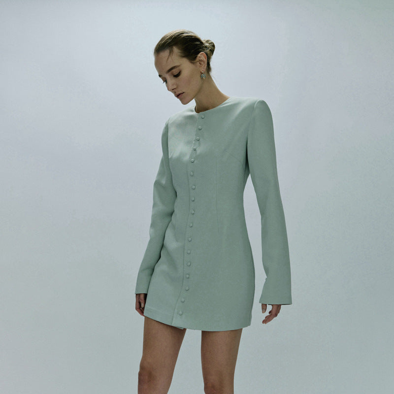 Damen eleganter Blazer mit Knopfleiste und minimalistischer Silhouette Drune