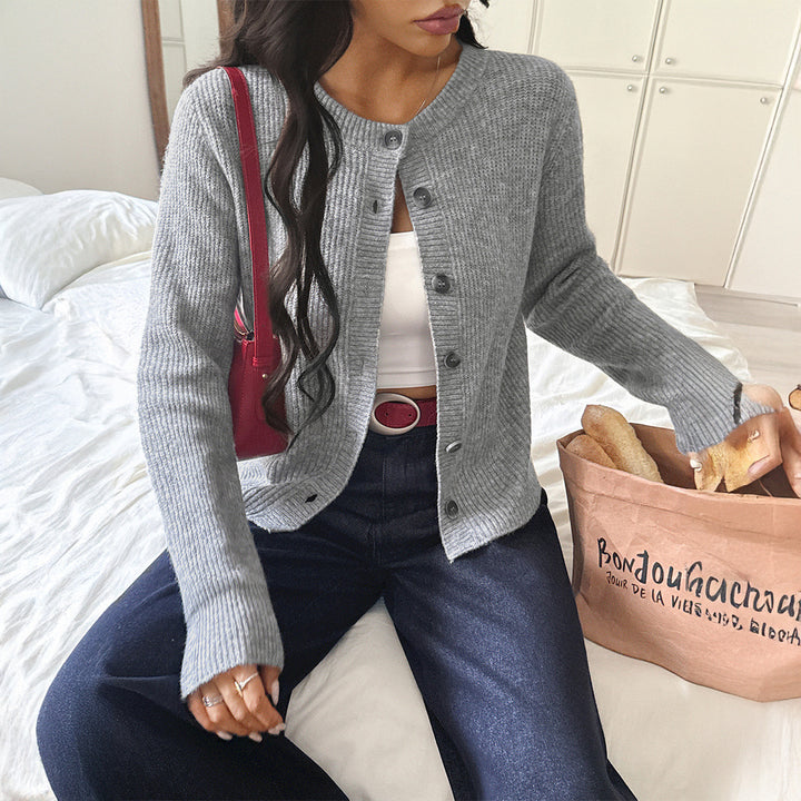 Damen Strickjacke mit Knopfleiste und voluminösen Ärmeln Drune