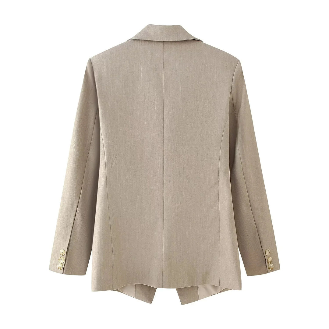 Damen elegante Doppelreiher-Blazerjacke mit Struktur Drune