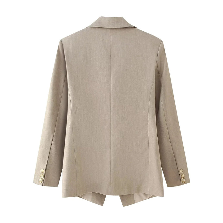 Damen elegante Doppelreiher-Blazerjacke mit Struktur Drune