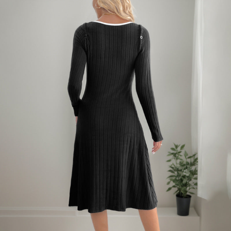 Damen ärmelloses Midi-Kleid mit feinen Rippstrukturen und elegantem Schlitz Drune