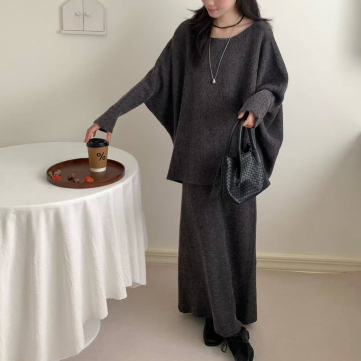 Damen Oversized Strickkleid in lässigem Schnitt mit weitem Ärmel Drune