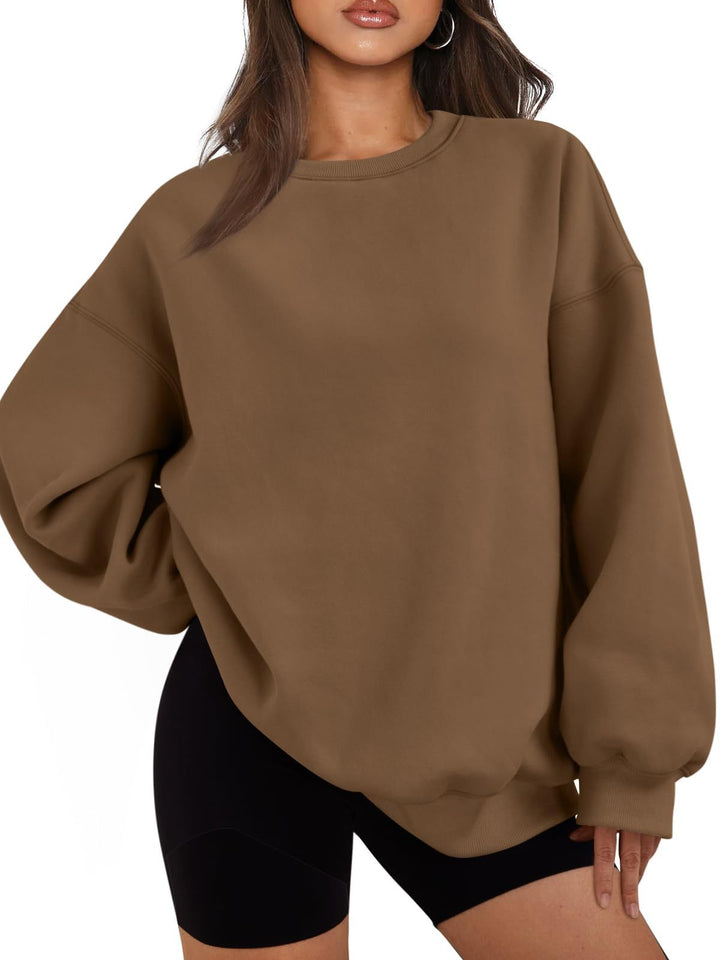 Damen nan Boxy-Crewneck-Sweat mit extraweiter Passform, Raglanärmeln und weichem Fleece-Innenfutter Drune