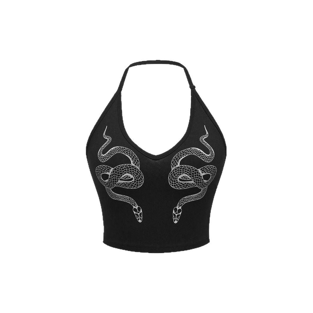 Damen Crop Top mit Schlangendesign Drune