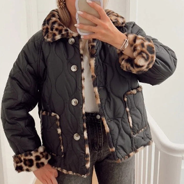 Damen Kunstfelljacke mit modischem Leopardenmuster und komfortablem Schnitt Drune