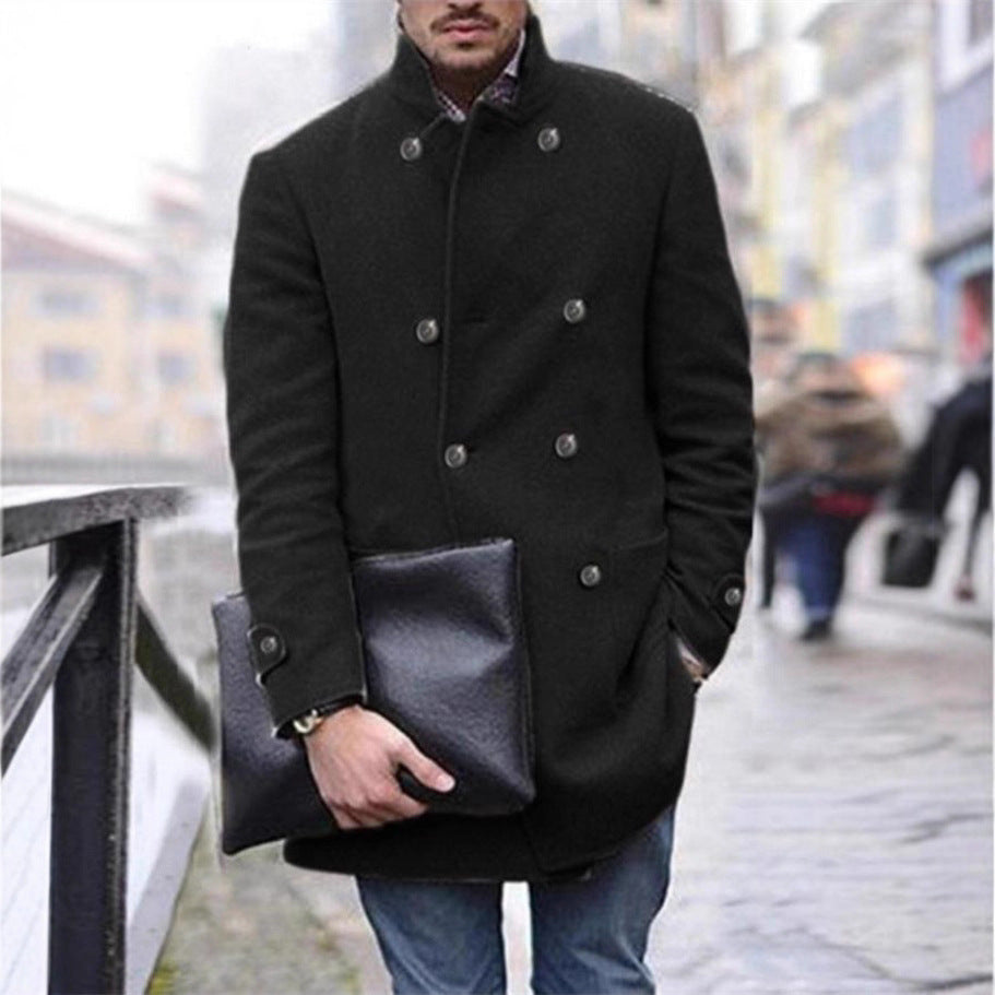 Herren eleganter Wintermantel mit doppelter Knopfleiste und wärmendem Innenfutter Drune
