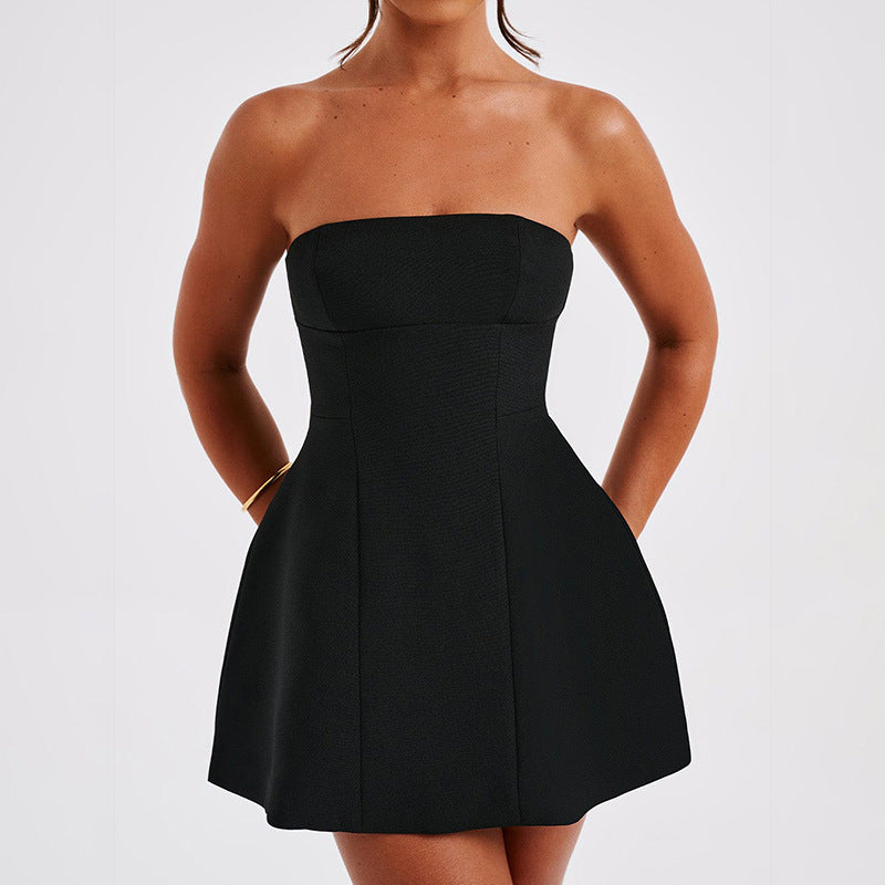 Damen schulterfreies Cocktailkleid mit elegantem Schnitt Drune