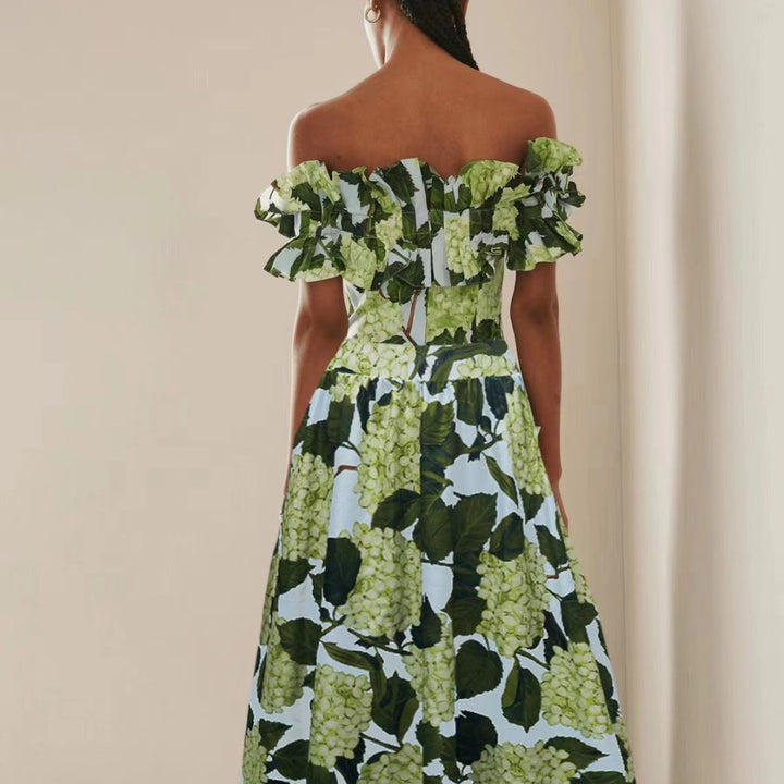 Damen Einteiler Badeanzug mit voluminösen Rüschendetails und floralem Design Drune