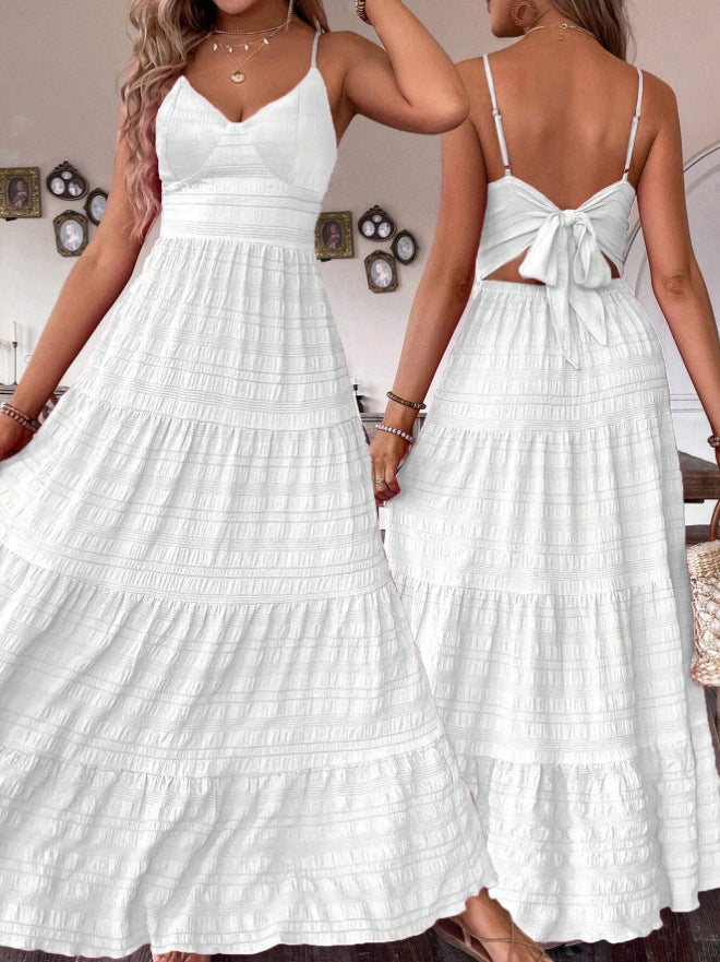 Damen Maxikleid mit schwingendem Rock und zarten Spaghettiträgern Drune