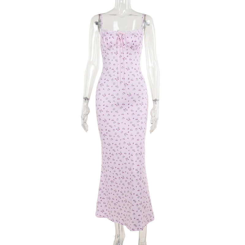 Damen Maxikleid mit zartem floralen Muster und raffinierten Rüschendetails Drune