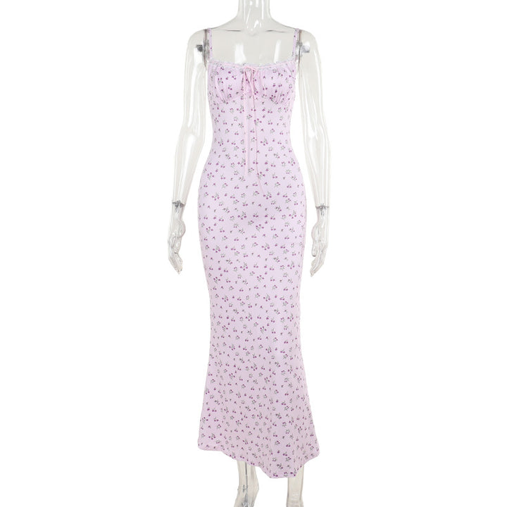Damen Maxikleid mit zartem floralen Muster und raffinierten Rüschendetails Drune