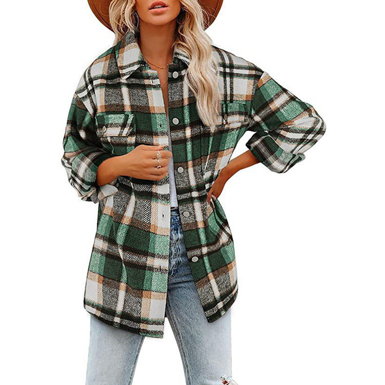 Damen Karierte Baumwolljacke im lässigen Oversized-Schnitt Drune