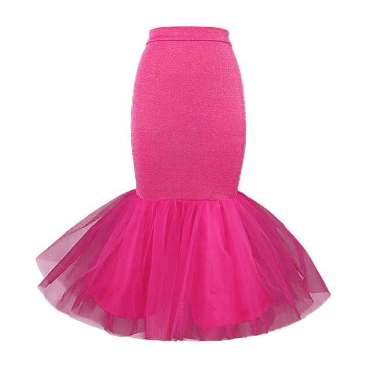 Damen eleganter Pencilrock mit voluminösem Tüllsaum Drune