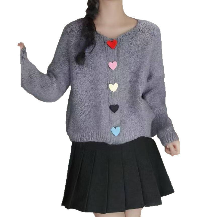 Damen Strickjacke mit herzförmigen Knopfdetails Drune