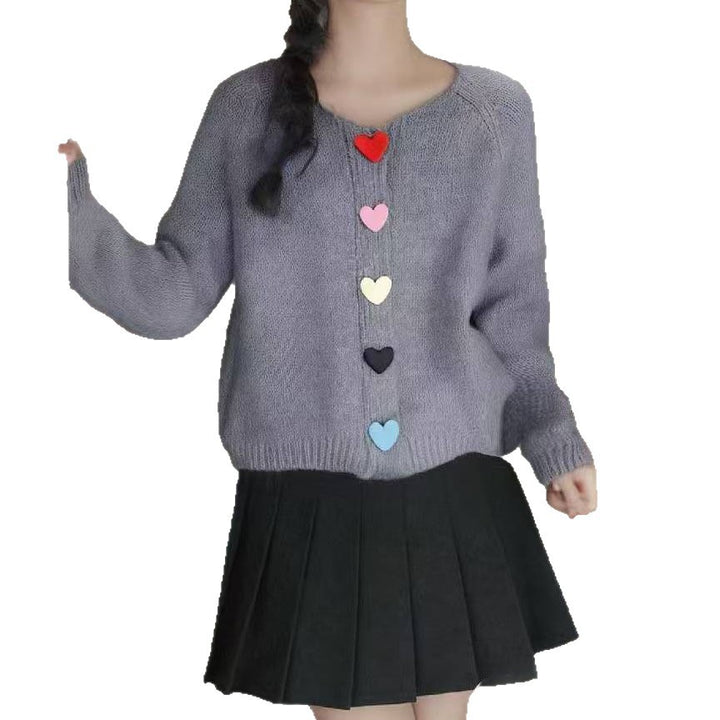 Damen Strickjacke mit herzförmigen Knopfdetails Drune