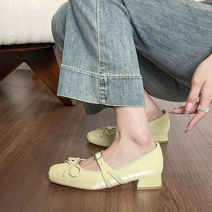Damen Ballerinas mit dekorativem Riemchen und komfortablem Blockabsatz Drune