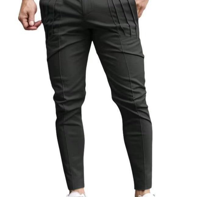 Herren nan schmale Bundfalten-Chino mit dekorativen Längsfalten und tapered Bein Drune