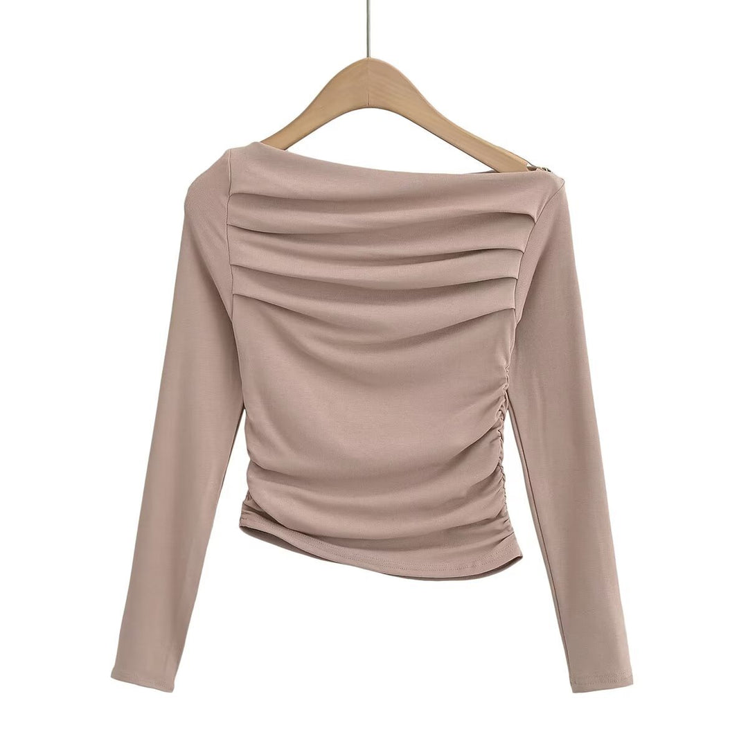 Damen Langarmshirt mit eleganter Drapierung Drune