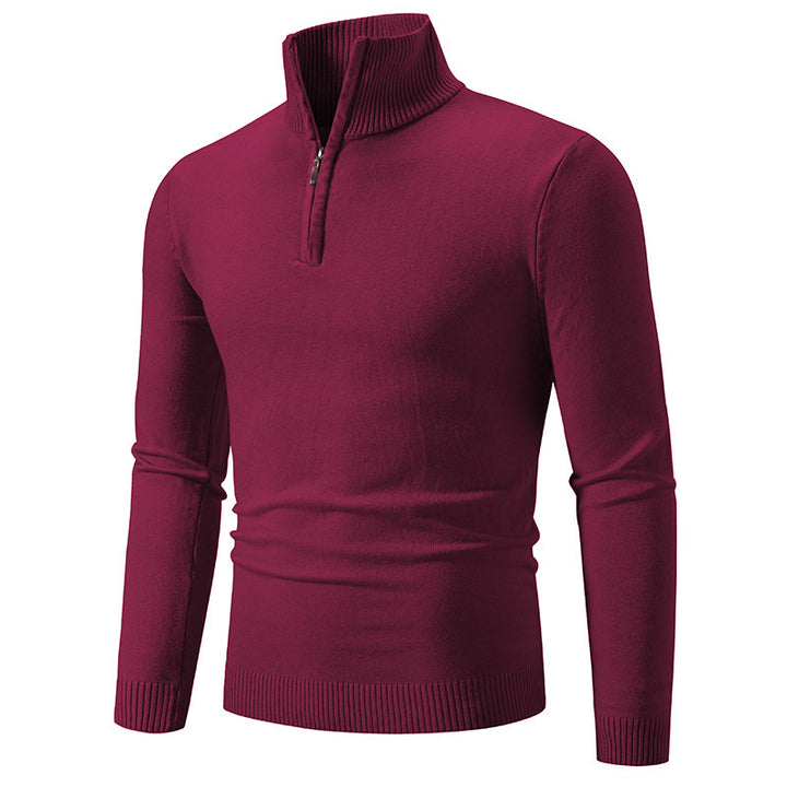 Herren eleganter Pullover mit hohem Kragen und feinem Rippdesign Drune
