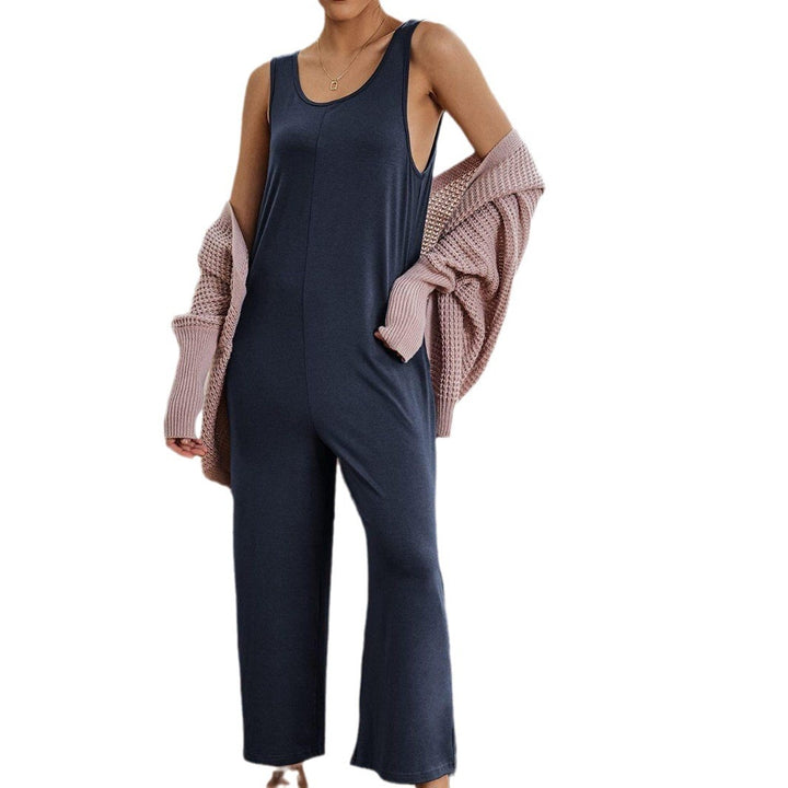 Damen lässiger Jumpsuit mit praktischen Taschen und weit geschnittenem Bein Drune