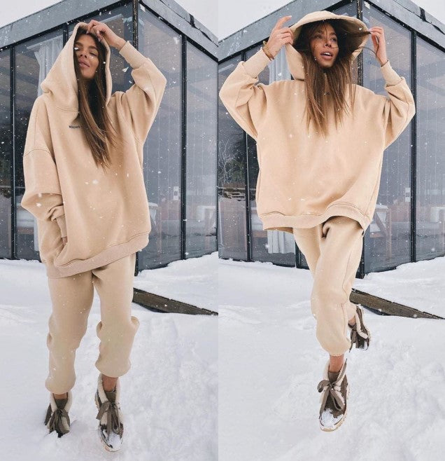 Damen Hoodie- und Jogginghose-Set mit weitem Schnitt Drune
