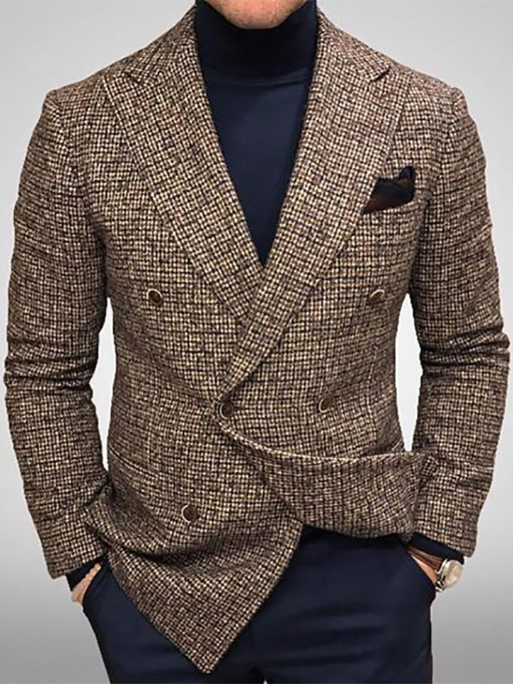 Herren eleganter Doppeltbreasted Blazer mit modernem Karomuster Drune