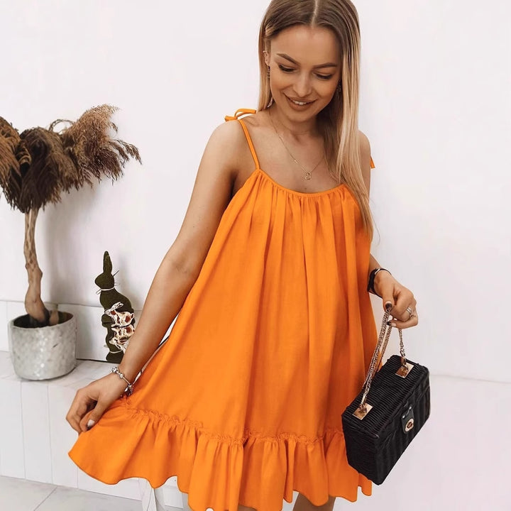 Damen verspieltes Minikleid mit Rüschendetails Drune