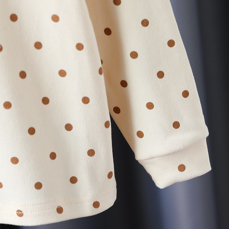 Mädchen Langarmshirt mit niedlichen Punkten und charmantem Applikationsdetail Drune