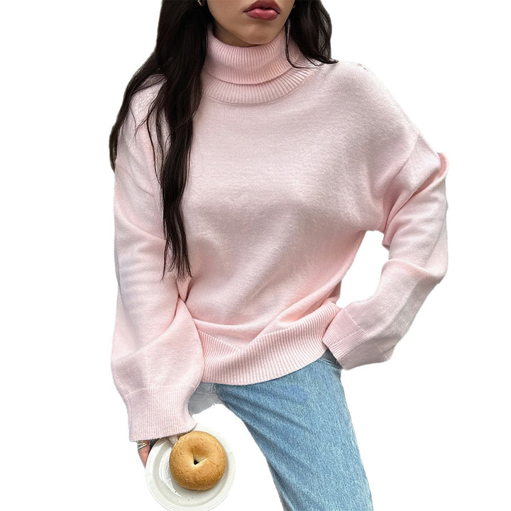Damen gemütlicher Rollkragenpullover aus weichem Strick Drune