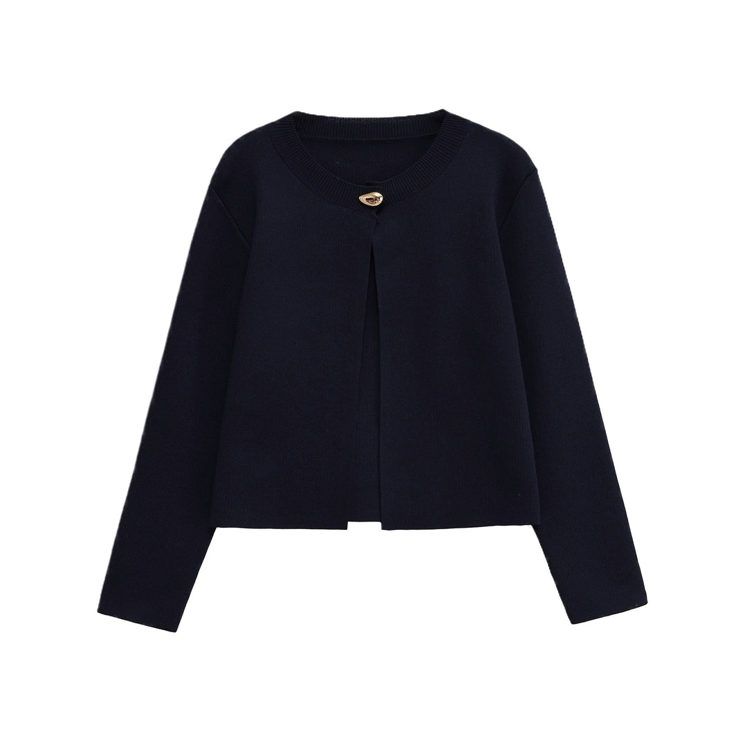 Damen modische Strickjacke mit dekorativem Knopf und elegantem Schnitt Drune