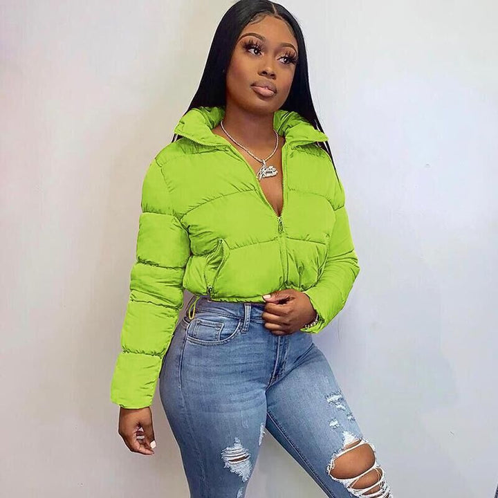 Damen modische Bomberjacke mit kurzem Schnitt und Steppdesign Drune