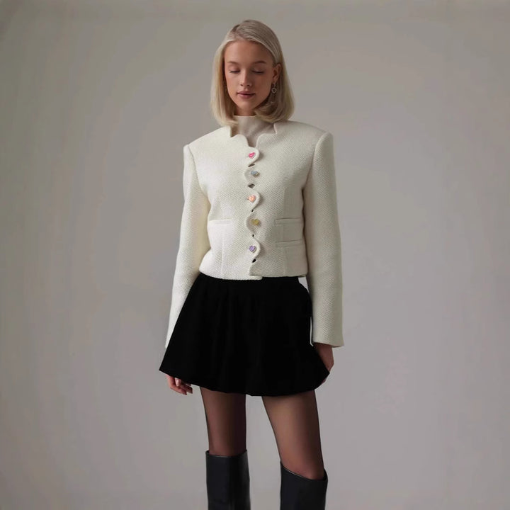 Damen Figurbetonte Jacke mit einzigartigem Knopfdesign Drune