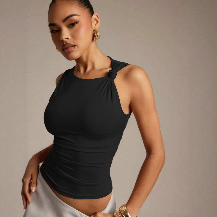 Damen Elegantes Oberteil mit Knoten-Detail und figurbetontem Schnitt Drune