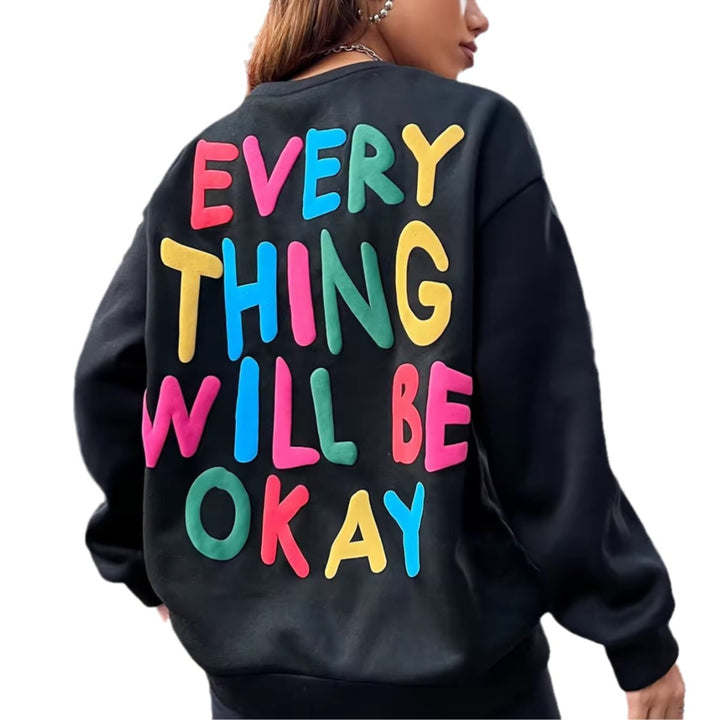 Damen Sweatshirt mit buntem Schriftzug Drune