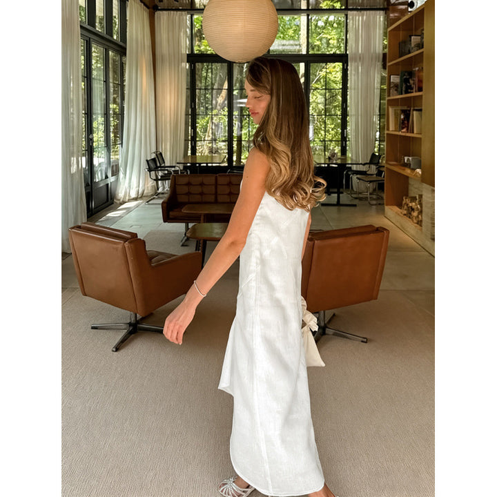 Damen Midi-Kleid mit asymmetrischem Saum und elegantem Schnitt Drune
