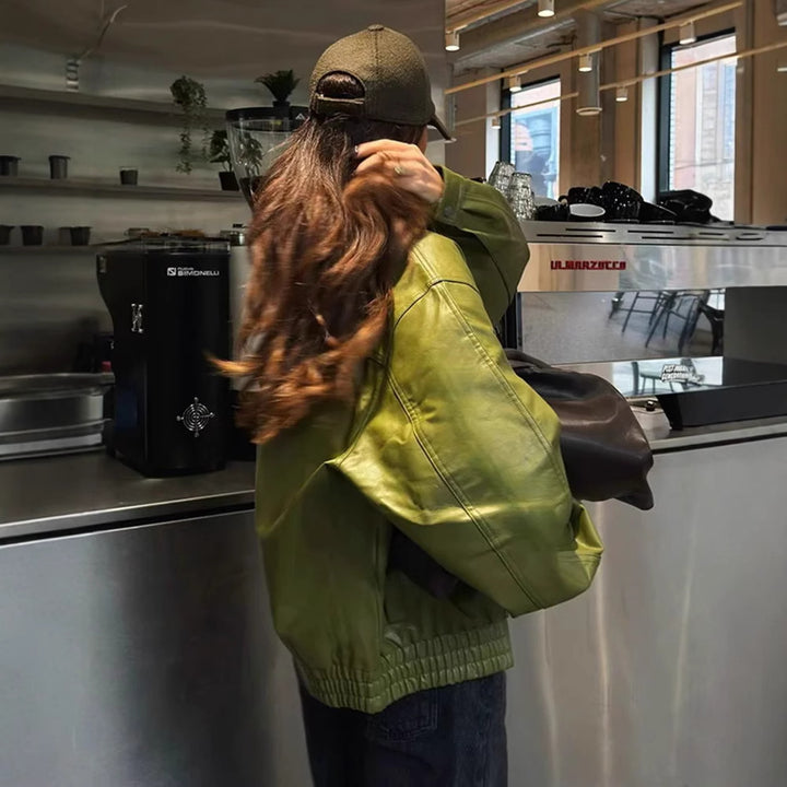 Damen Kunstlederjacke mit praktischen Taschen und modernem Schnitt Drune