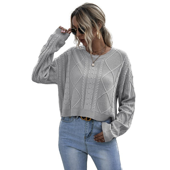 Damen kuscheliger Pullover mit strukturiertem Zopfmuster Drune