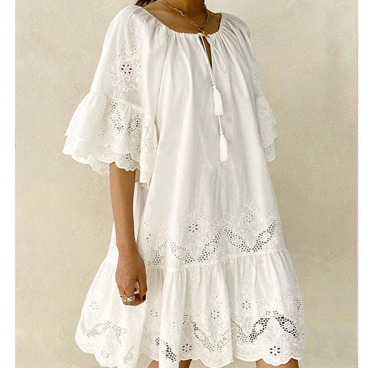 Damen Luftiges Kleid mit Spitzenakzenten und voluminösen Ärmeln Drune
