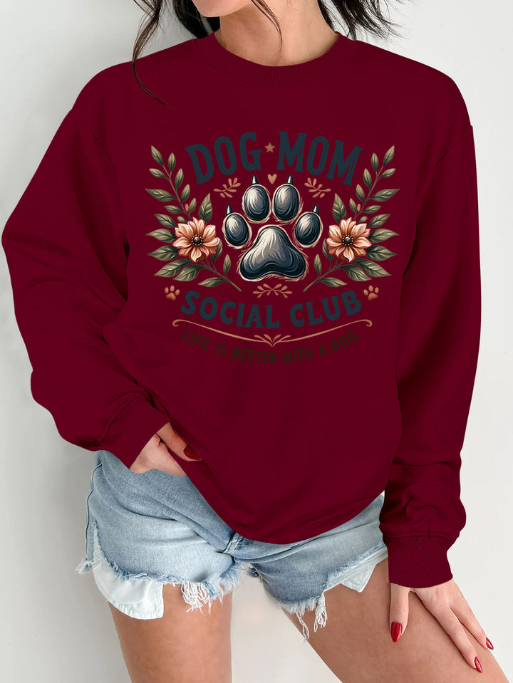 Damen Sweatshirt mit trendigem Hundemotiv und aufgepepptem Aufdruck Drune