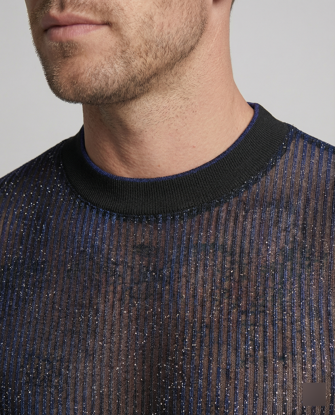 Herren Hochwertiges Mesh-T-Shirt mit glitzerndem Effekt Drune