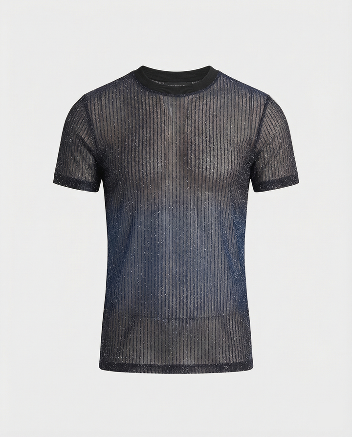 Herren Hochwertiges Mesh-T-Shirt mit glitzerndem Effekt Drune